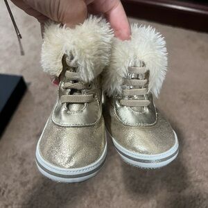 Aldo Gold Kids Boots with Faux Fur